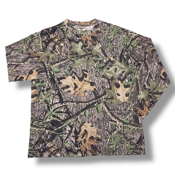Field Staff T Shirt Mens XL Mossy Oak Camo Long Sleeve Crew Mesh VTG - Picture 2 of 9